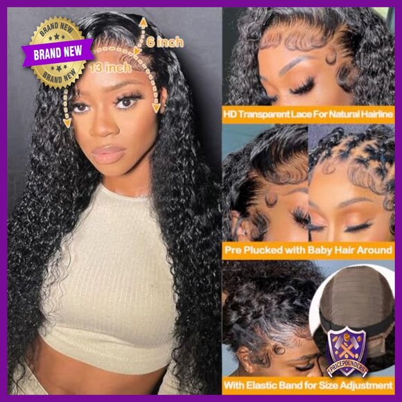 13x6 Deep Wave Lace Front Wig, 200% Density Human Hair, Glueless Pre-Plucked main image 4